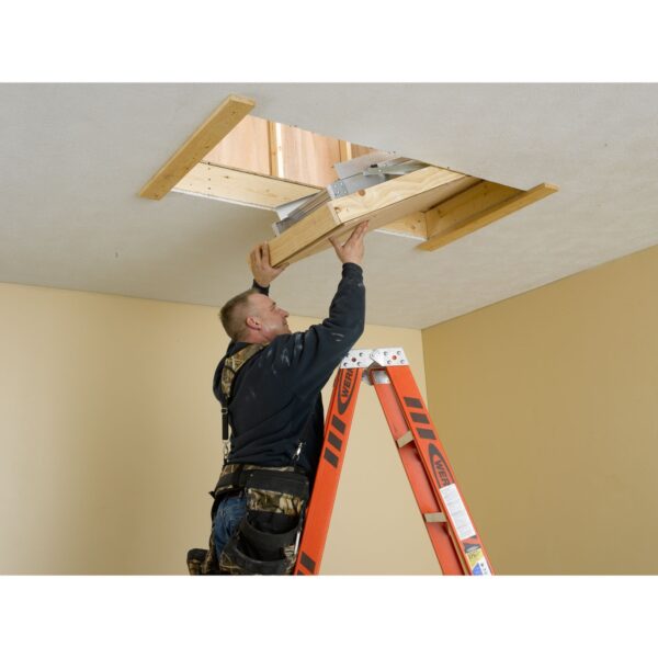 Werner AH2210C Aluminum Attic Ladder, 22.5 in W x 54 in L, Fits 8?10 ft Ceilings, 375 lb Load product image