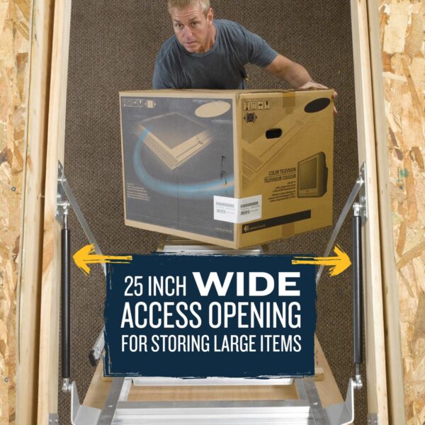 Werner AH2510C Aluminum Attic Ladder, 25 in x 54 in Opening, 8 ft?10 ft Ceiling, 375 lb Load product image