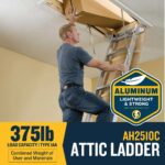 Werner AH2510C Aluminum Attic Ladder, 25 in x 54 in Opening, 8 ft?10 ft Ceiling, 375 lb Load product image