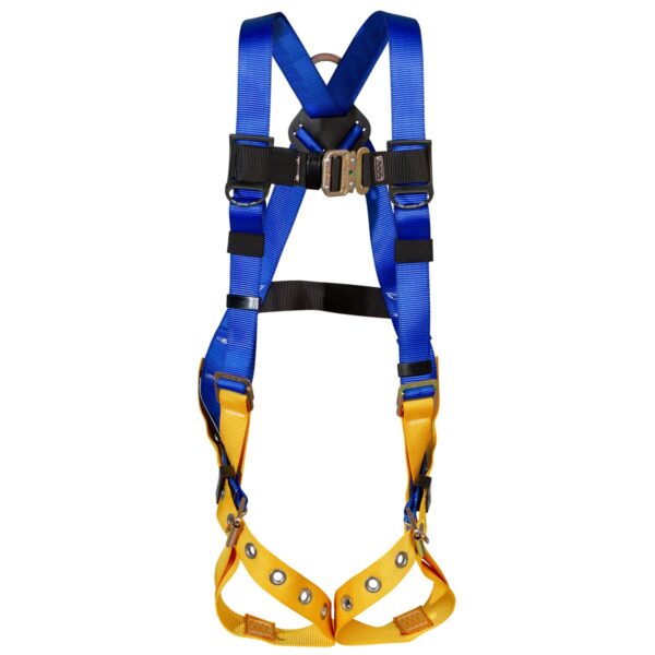Werner H412002XQC BaseWear Standard Back D-Ring Harness, QC Chest, Tongue Buckle Legs, M/L, Blue/Yellow product image