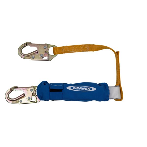 Werner C311104 3ft DeCoil Lanyard, DCELL Shock Pack, 1 in Web, Snap Hook product image