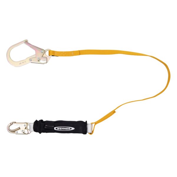 Werner C311220 Free Fall Lanyard, 12 ft Free Fall/400 lb 6 ft Free Fall, Snap Hook to Rebar Hook, Single Leg product image