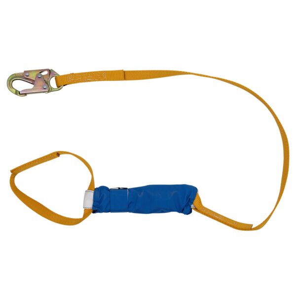 Werner C313100 6ft DeCoil Single Leg Lanyard, DCELL Shock Pack, 1 in Web, Loop to Snap Hook product image