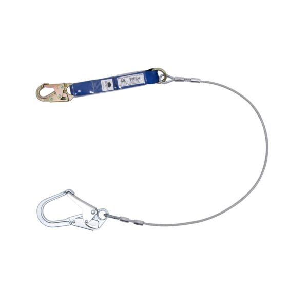 Werner C361200 DeCoil Cable Single Leg Lanyard, 6 ft, 1/4 in Vinyl-Coated Cable, Snap Hook to Rebar Hook product image