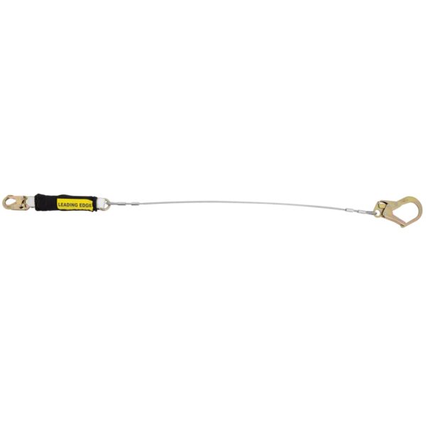 Werner C361220LE 6ft Single Leg Cable Leading Edge Lanyard, DCELL Shock Pack, 1/4 in Vinyl-Coated Cable, Rebar Hook product image