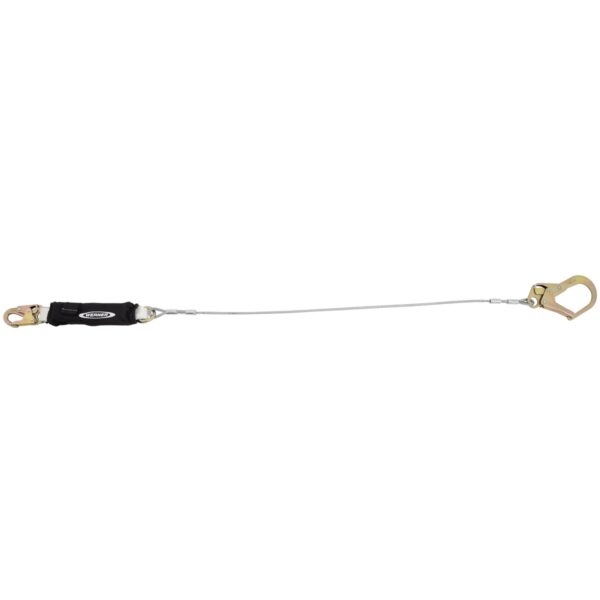 Werner C361220LE 6ft Single Leg Cable Leading Edge Lanyard, DCELL Shock Pack, 1/4 in Vinyl-Coated Cable, Rebar Hook product image