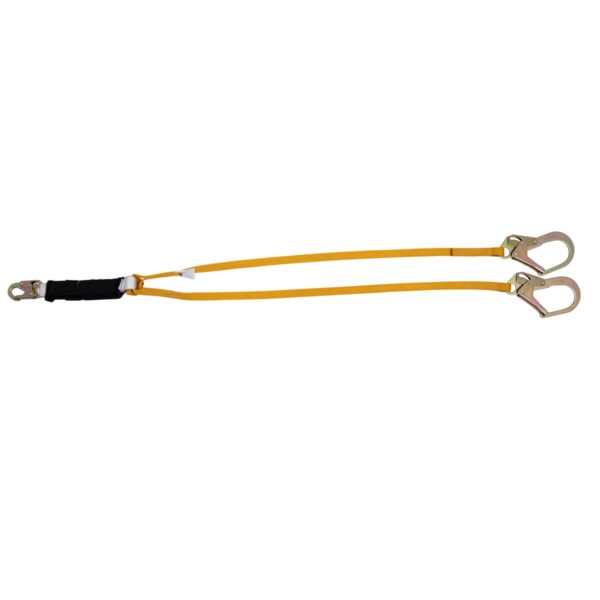 Werner C411220 TwinLeg Free Fall Lanyard, 12 ft Free Fall/400 lb (6 ft Free Fall), Snap & Rebar Hooks, Yellow product image