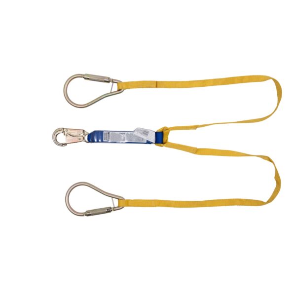 Werner C411400 DeCoil TwinLeg Lanyard, 6 ft, DCELL Shock Pack, 1 in Web, Snap Hook, Large Carabiner product image