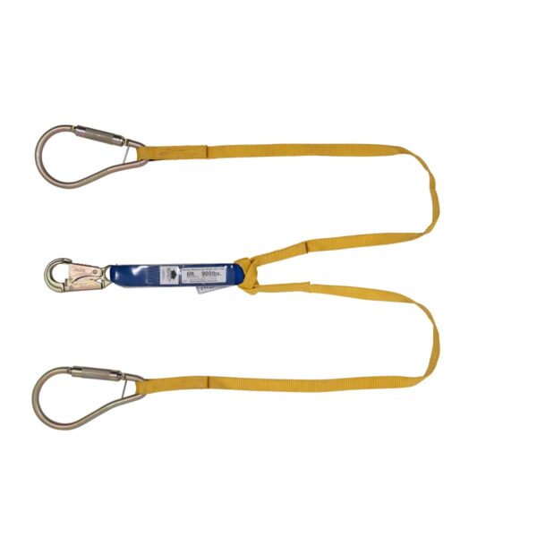 Werner C411400 DeCoil TwinLeg Lanyard, 6 ft, DCELL Shock Pack, 1 in Web, Snap Hook, Large Carabiner product image