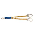 Werner C441200 DeCoil Stretch TwinLeg Lanyard, 6 ft, DCELL Shock Pack, Elastic Web, Snap Hook/Rebar Hook product image