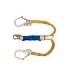 Werner C441200 DeCoil Stretch TwinLeg Lanyard, 6 ft, DCELL Shock Pack, Elastic Web, Snap Hook/Rebar Hook product image