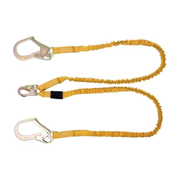 Werner C451200 SoftCoil TwinLeg Lanyard, 6 ft, Non-elastic Internal Energy Absorbing, Snap Hook to Rebar Hook product image