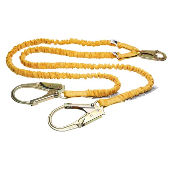 Werner C451200 SoftCoil TwinLeg Lanyard, 6 ft, Non-elastic Internal Energy Absorbing, Snap Hook to Rebar Hook product image