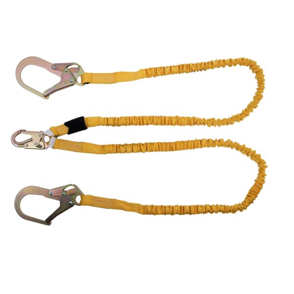 Werner C451200 SoftCoil TwinLeg Lanyard, 6 ft, Non-elastic Internal Energy Absorbing, Snap Hook to Rebar Hook product image