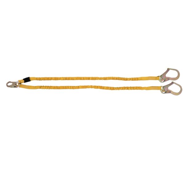 Werner C451200 SoftCoil TwinLeg Lanyard, 6 ft, Non-elastic Internal Energy Absorbing, Snap Hook to Rebar Hook product image