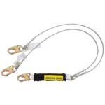 Werner C461120LE 6ft TwinLeg Cable Leading Edge Lanyard, DCELL Shock Pack, 1/4 in Vinyl Coated Cable, Snap Hook product image