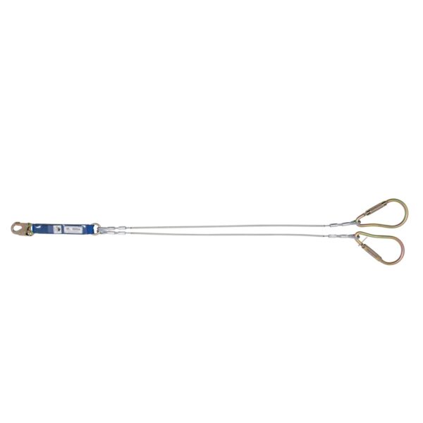 Werner C461400 DeCoil Cable TwinLeg Lanyard, 6 ft, 1/4 in Vinyl-Coated Steel Cable, Snap Hook, Large Carabiner product image