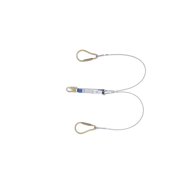 Werner C461400 DeCoil Cable TwinLeg Lanyard, 6 ft, 1/4 in Vinyl-Coated Steel Cable, Snap Hook, Large Carabiner product image