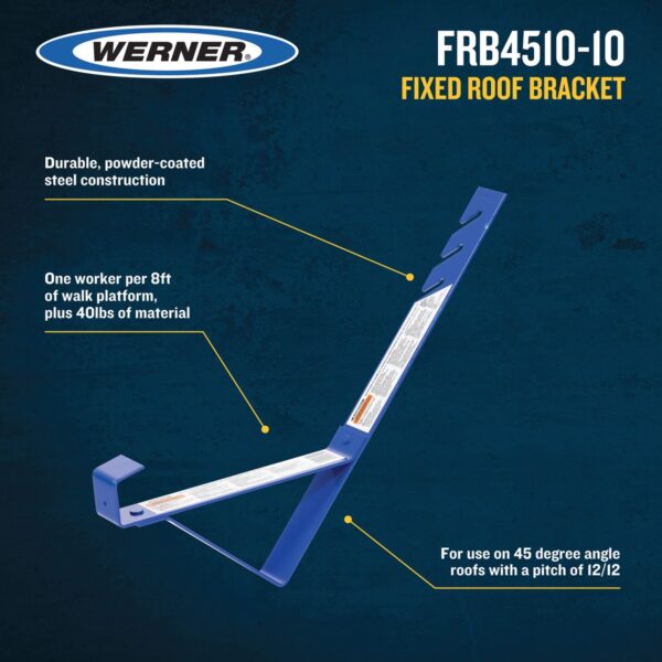 Werner FRB4510-10 Fixed Roof Bracket, 45? for 12/12 Pitch, Powder-Coated Steel product image