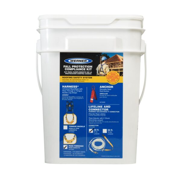 Werner K112101 Roofing Kit, 30ft Deluxe Tongue Buckle Harness, Waterproof Bucket product image