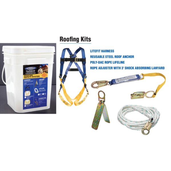 Werner K112101 Roofing Kit, 30ft Deluxe Tongue Buckle Harness, Waterproof Bucket product image