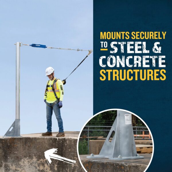 Werner L400004 Horizontal Stanchion Base, Steel, 18 in L x 12 in W x 16 in H, 53 lb product image