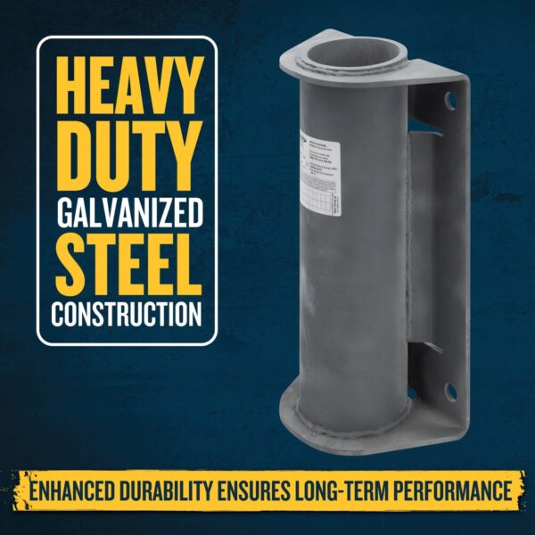 Werner L400005 Vertical Stanchion Base, Galvanized Steel, 16.25 in L x 9.5 in W x 5.75 in H, 32 lb product image