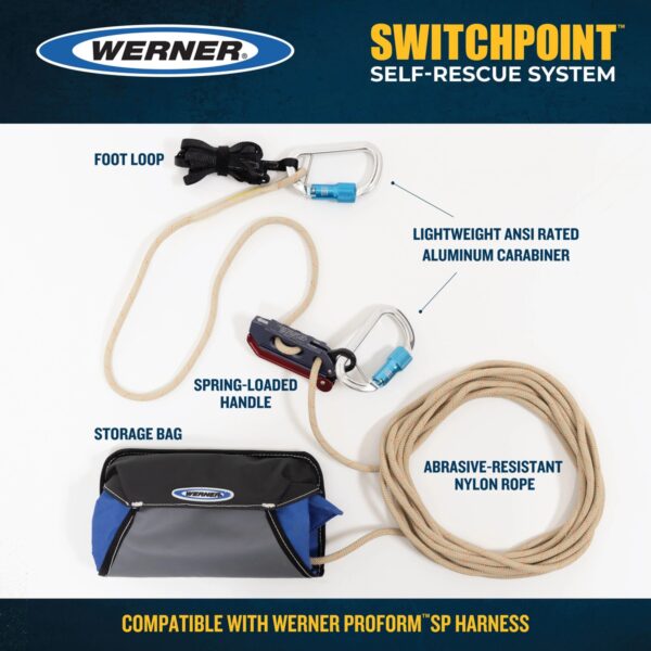 Werner H060130 ProForm SwitchPoint Self-Rescue System, 30 ft Range, Black/Blue product image