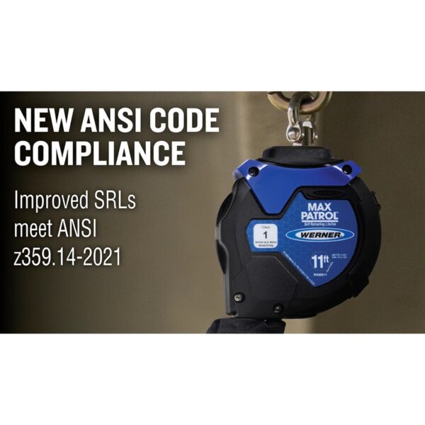 Werner R430011 Max Patrol Self-Retracting Lifeline, 11 ft Web, Class 1, Matte Black product image