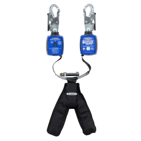 Werner R534809 Bantam Switch Self-Retracting Lifeline, Twin-Leg, 9 ft Web, Snap Hooks, Black product image