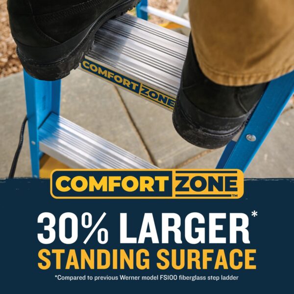 Werner FS104CZ 4ft Type I Fiberglass Single-Sided Step Ladder, 250 lb Load, ComfortZone Step product image