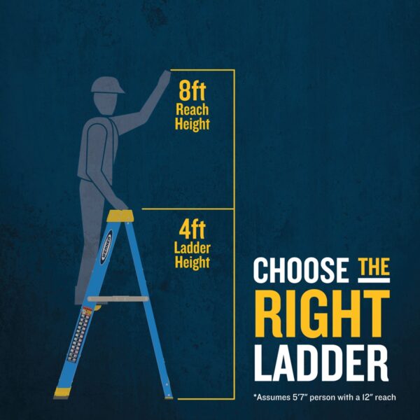 Werner FS104CZ 4ft Type I Fiberglass Single-Sided Step Ladder, 250 lb Load, ComfortZone Step product image