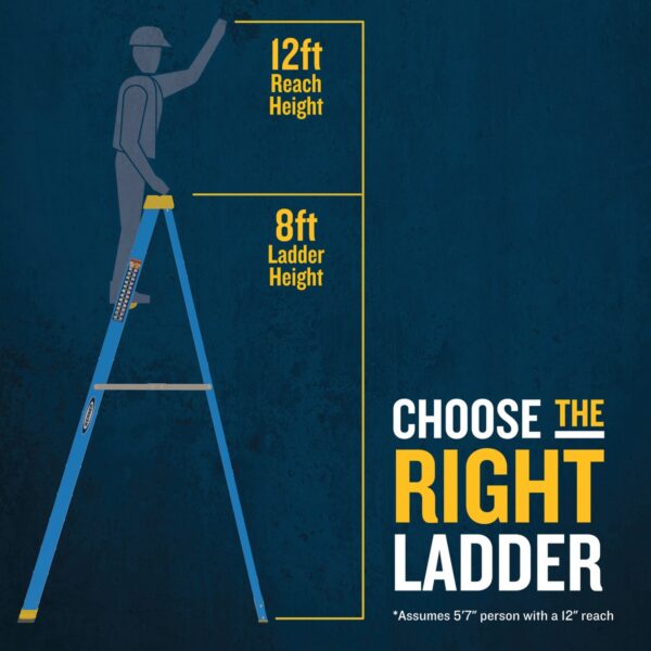 Werner FS108CZ 8ft Type I Fiberglass Step Ladder, 250 lb Load, Single-Sided product image
