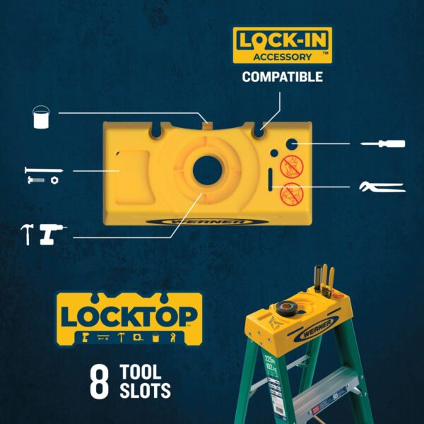 Werner FS206 6ft Type II Fiberglass Step Ladder, 225 lb Load, Green, 10 ft 4 in Max Reach product image