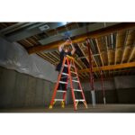 Werner NXT1A08 8 ft Type IA Fiberglass Step Ladder, 300 lb Load, LOCKTOP Tool Top, Orange product image