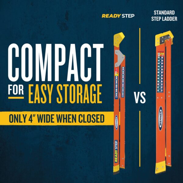 Werner RS1A04 READY STEP 4 ft Type IA Fiberglass Step Ladder, 300 lb Load, 8 ft 5 in Max Reach product image