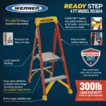 Werner RS1A04 READY STEP 4 ft Type IA Fiberglass Step Ladder, 300 lb Load, 8 ft 5 in Max Reach product image