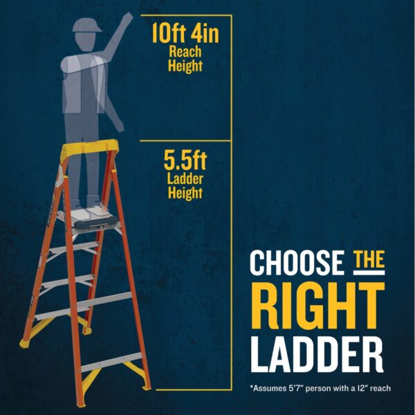 Werner RS1A06 READY STEP 5.5 ft Type IA Fiberglass Step Ladder, 300 lb Load Capacity product image